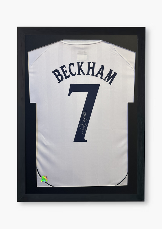 David Beckham Signed England 2001/03 Framed World Cup Home Shirt with COA