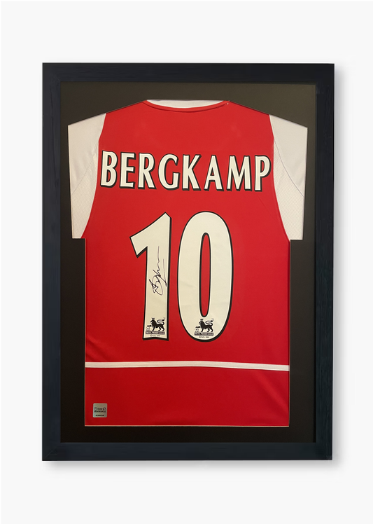 Dennis Bergkamp Signed Arsenal 2003/04 "Invincibles" Framed Home Shirt with COA