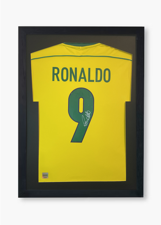 Ronaldo Nazario Brazil 1998 Signed Framed World Cup Home Shirt with COA
