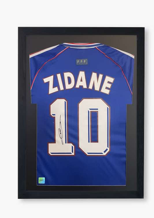 Zinedine Zidane Signed France 1998/00 Framed World Cup Home Shirt with COA